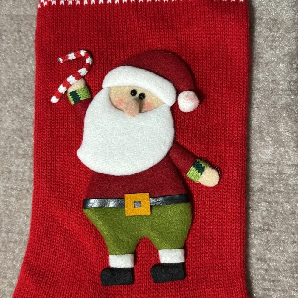 Transpac Red Santa Sweater Like Christmas Holiday Stocking - Picture 3 of 7
